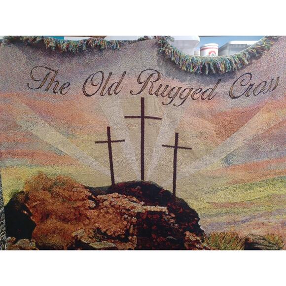 The Old Rugged Cross Blanket 51 × 68 Religious Beautiful Big Made In USA - Picture 3 of 11
